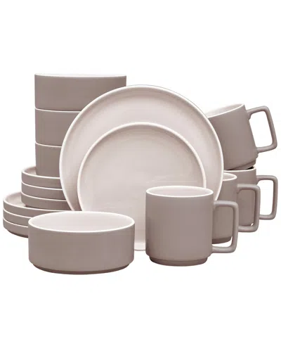 Noritake Colortrio Stax 16 Piece Dinnerware Set, Service For 4 In Clay