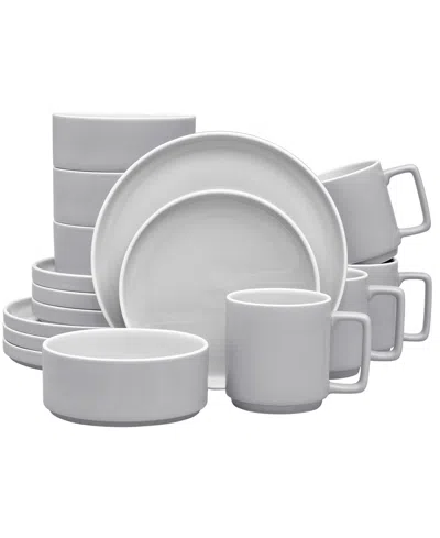 Noritake Colortrio Stax 16 Piece Dinnerware Set, Service For 4 In Slate