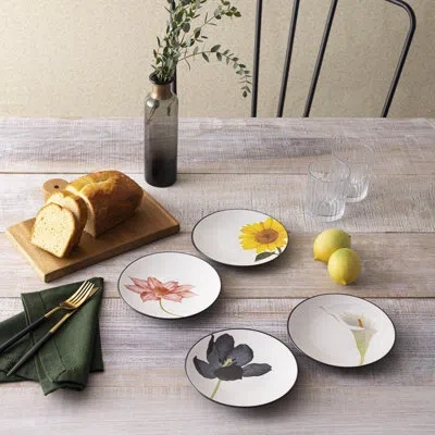 Noritake Colorwave 6.25" Floral Appetizer Plates In Graphite