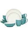 Noritake Colorwave Coupe 16 Pc. Dinnerware Set, Service For 4 In Turquoise