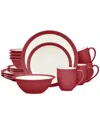 Noritake Colorwave Curve 16 Pc. Dinnerware Set, Service For 4 In Raspberry