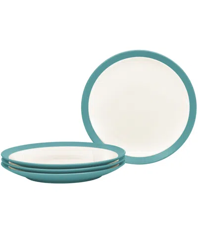 Noritake Colorwave Curve Set Of 4 Dinner Plate 11" In Turquoise