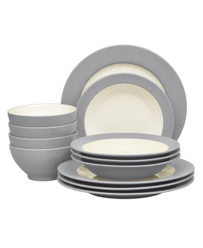 Noritake Colorwave Rim 12-piece Dinnerware Set In Gray