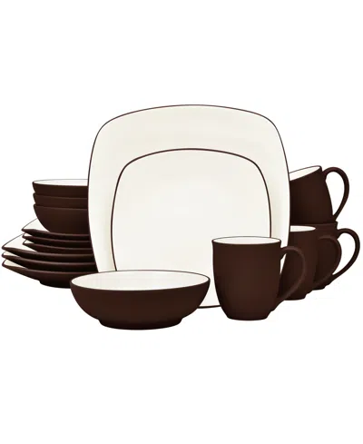 Noritake Colorwave Square 16 Pc. Dinnerware Set, Service For 4 In Brown