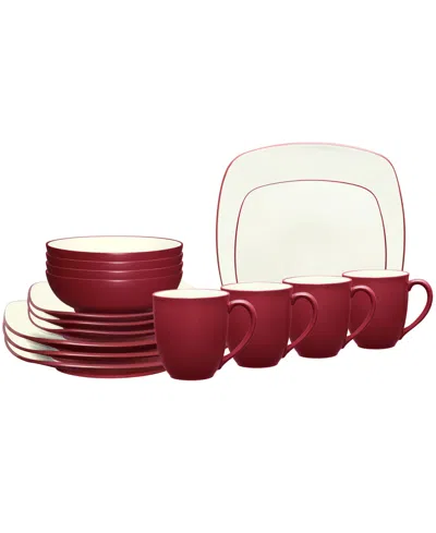Noritake Colorwave Square 16 Pc. Dinnerware Set, Service For 4 In Pink