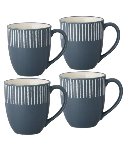 Noritake Colorwave Stripe Mugs, Set Of 4 In Blue