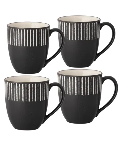 Noritake Colorwave Stripe Mugs, Set Of 4 In Gray