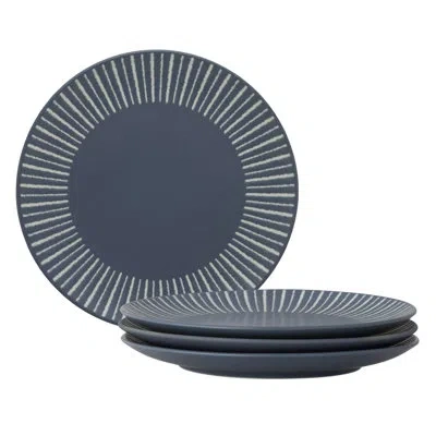 Noritake Colorwave Stripe Set Of 4 Coupe Accent Plates, 8.5" In Blue