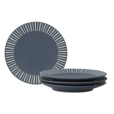 Noritake Colorwave Stripe Set Of 4 Mini Plates, 6.25" In Blue