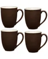 Noritake Colorwave Xl 18-oz. Mugs, Set Of 4 In Chocolate