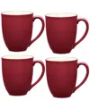 Noritake Colorwave Xl 18-oz. Mugs, Set Of 4 In Raspberry