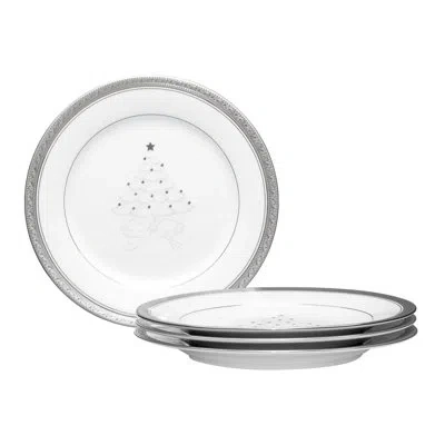 Noritake Crestwood 9" Holiday Accent Plates In Platinum