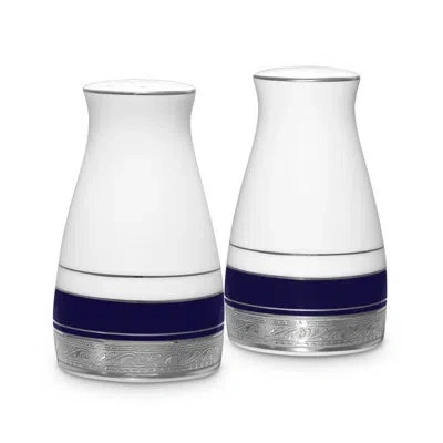 Noritake Crestwood Cobalt Platinum 3.25" Salt & Pepper Set In Blue;white