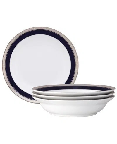 Noritake Crestwood Cobalt Platinum 4-pc. Rim Dinner Bowl Set, Service For 4 In Blue