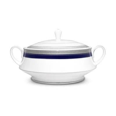 Noritake Crestwood Cobalt Platinum Covered Vegetable Bowl, 10-1/4", 48 Oz. In Blue;white