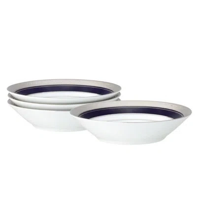 Noritake Crestwood Cobalt Platinum Fruit Bowls, 5 1/2", 4 Oz. In Blue;white