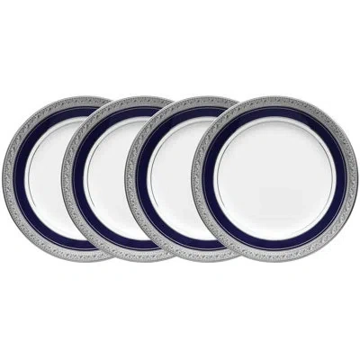 Noritake Crestwood Cobalt Platinum Set Of 4 Bread & Butter/appetizer Plates, 6-1/4" In Blue;white;platinum