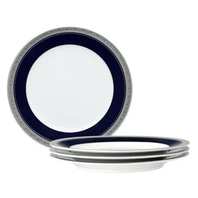 Noritake Crestwood Cobalt Platinum Set Of 4 Salad Plates, 8-1/4" In Blue;white;platinum