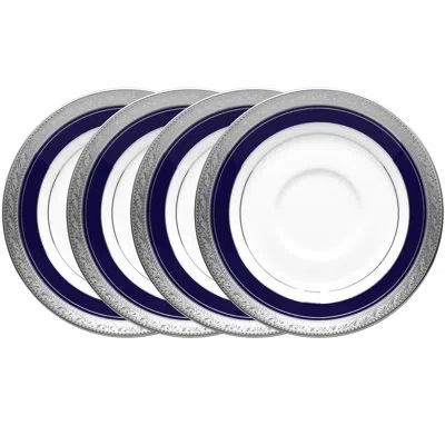 Noritake Crestwood Cobalt Platinum Set Of 4 Saucers, 6" In Blue;white;platinum