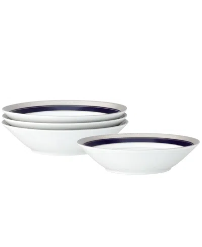 Noritake Crestwood Cobalt Platinum Set Of 4 Soup Bowls, Service For 4 In Blue