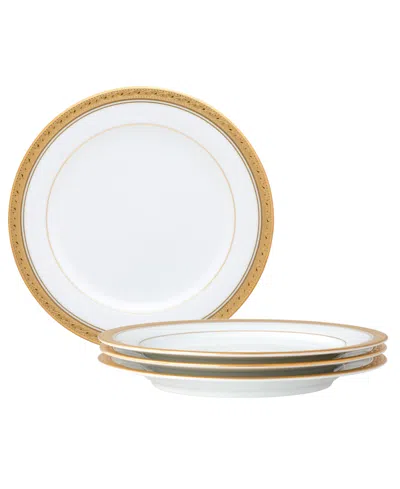 Noritake Crestwood Gold Set Of 4 Salad Plates, Service For 4 In White