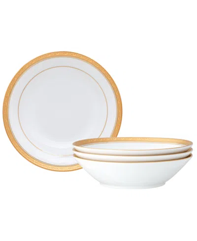 Noritake Crestwood Gold Set Of 4 Soup Bowls, Service For 4 In White