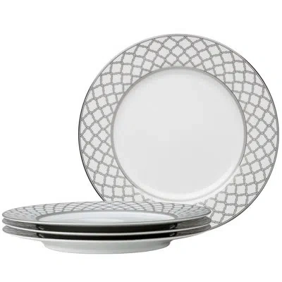 Noritake Eternal Palace 10.5" Set Of 4 Dinner Plates In Platinum