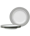 Noritake Eternal Palace Set Of 4 Salad Plates, 8-1/4" In White And Platinum