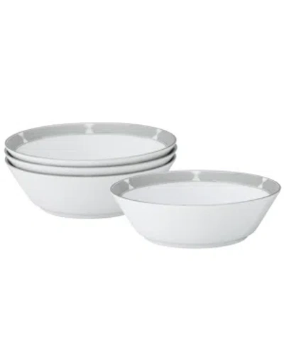 Noritake Eternal Palace Set Of 4 Soups, 7", 20 oz In White And Platinum