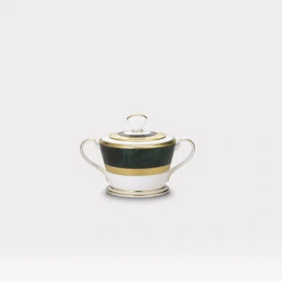 Noritake Fitzgerald Sugar Bowl With Cover, 12 Oz. In White;green;gold