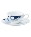 Noritake Frank Lloyd Wright Imperial Cabaret Cup And Saucer, Set Of 2 In Blue