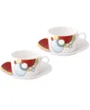Noritake Frank Lloyd Wright Imperial Cabaret Set Of 2 Cups & Saucers, 6 Oz. In Multi