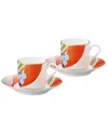 Noritake Frank Lloyd Wright March Balloons After Dinner Cup And Saucer, Set Of 4 In Orange