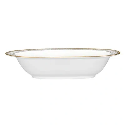 Noritake Haku 24 Fl Oz. Oval Vegetable Bowl In White;gold