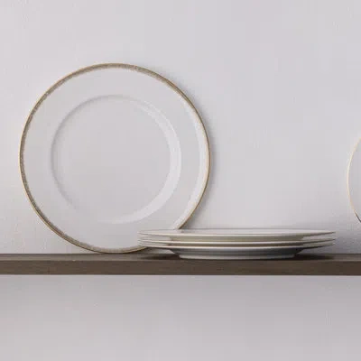 Noritake Haku Set Of 4 Dinner Plates, 11" In White;gold