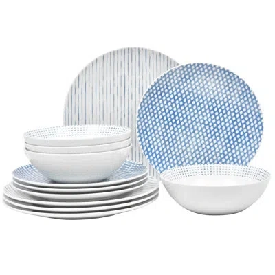 Noritake Hammock 12-piece Dinnerware Set  - Coupe, Service For 4 In Blue
