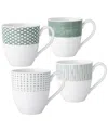 Noritake Hammock 4-pc. Assorted Mug Set In Green