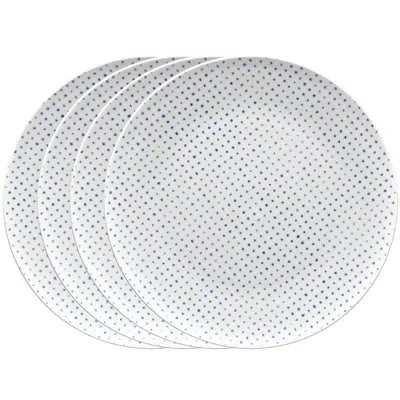 Noritake Hammock Coupe Dinner Plates - Dots, 11" In Blue