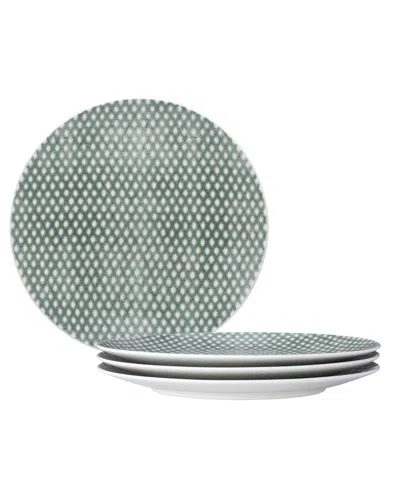 Noritake Hammock Dots Coupe Salad Plates, Set Of 4 In Green