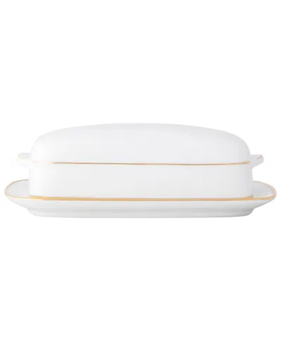 Noritake Heritage Covered Butter Dish In White