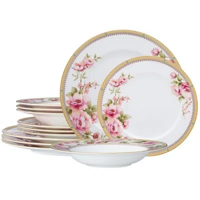Noritake Hertford 12-piece Dinnerware Set, Service For 4 In White;pink