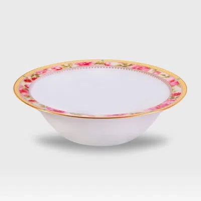 Noritake Hertford 32 Oz. Round Serving Bowl In White;pink