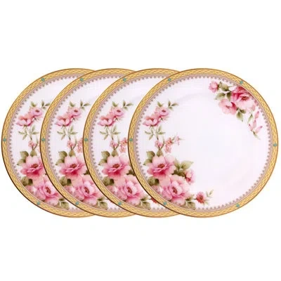 Noritake Hertford Set Of 4 Bread & Butter/appetizer Plates, 6-1/2" In White;pink