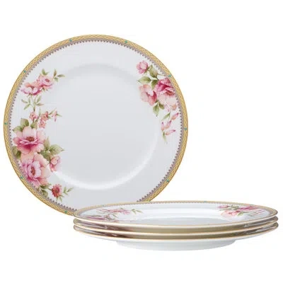 Noritake Hertford Set Of 4 Dinner Plates, 10-1/2" In White;pink