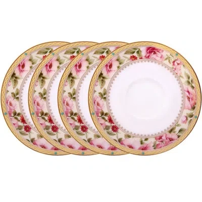 Noritake Hertford Set Of 4 Saucers, 6" In White;pink