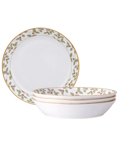 Noritake Holly & Berry 4-pc. Coupe Dinner Bowl Set, Service For 4 In Multi
