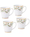 Noritake Holly Berry 12 oz Mug, Set Of 4 In Multi