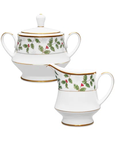 Noritake Holly Berry Gold Sugar Creamer Set In Multi