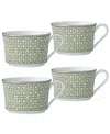Noritake Infinity Green Platinum 4 Piece Cup Set, Service For 4 In Green Platinum