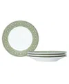 Noritake Infinity Green Platinum 4 Piece Saucer Set, Service For 4 In Green Platinum